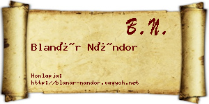 Blanár Nándor névjegykártya